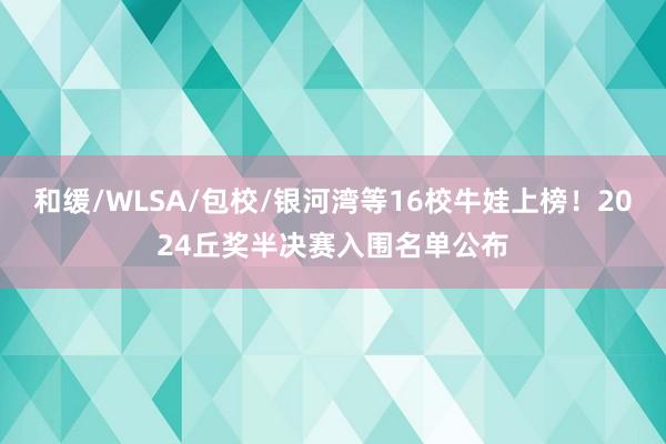 和缓/WLSA/包校/银河湾等16校牛娃上榜！2024丘奖半决赛入围名单公布