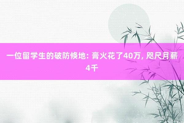 一位留学生的破防倏地: 膏火花了40万, 咫尺月薪4千