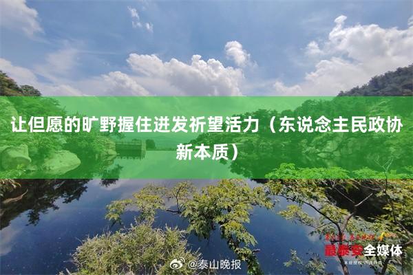 让但愿的旷野握住迸发祈望活力（东说念主民政协新本质）